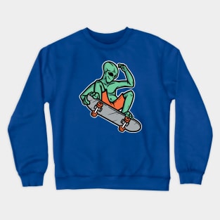 Skater Martian Alien // Funny Skateboarding Alien Crewneck Sweatshirt